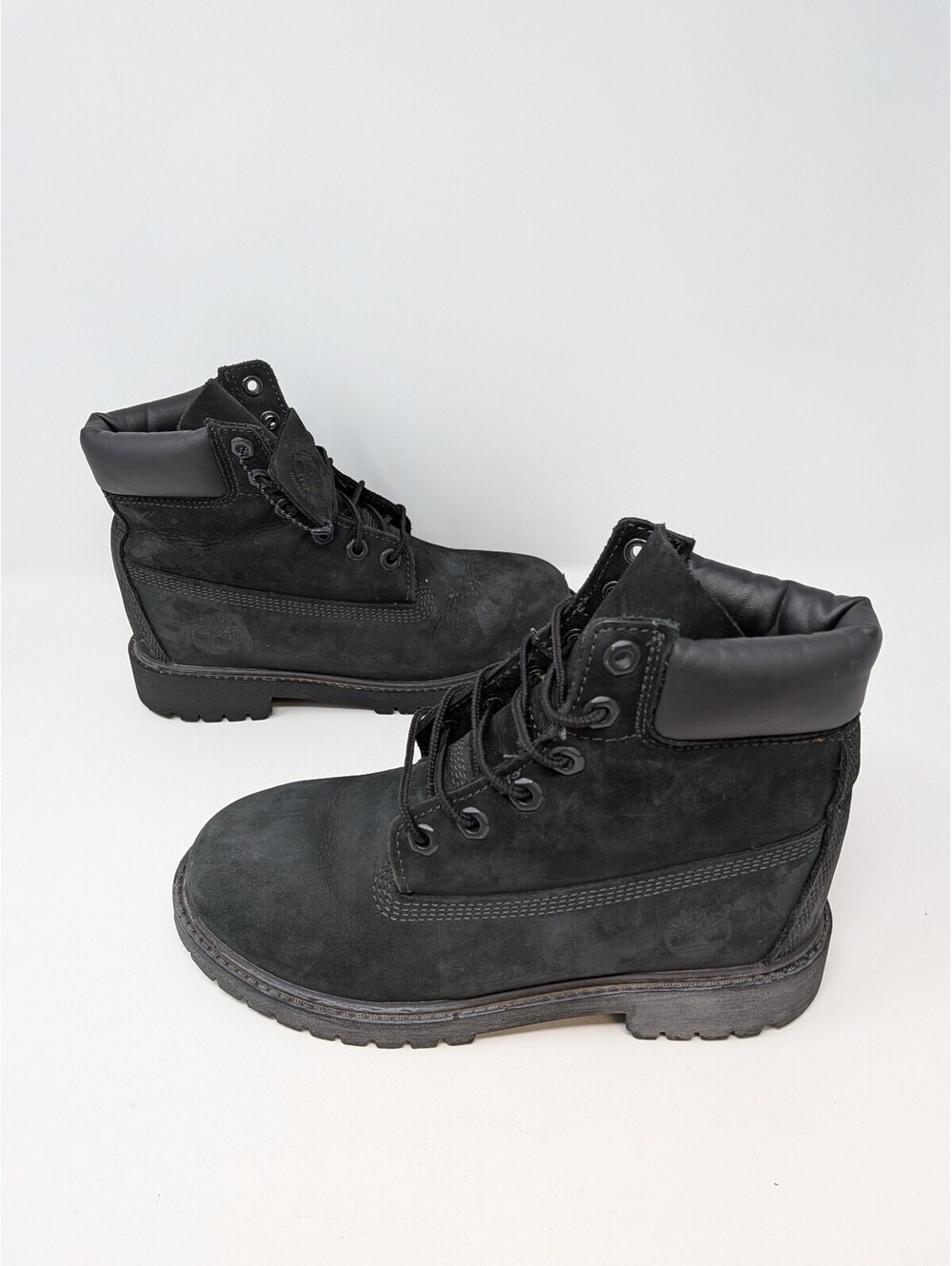 Timberland Premium 6-Inch Waterproof Junior Size 4M Black Nubuck Boots 12907